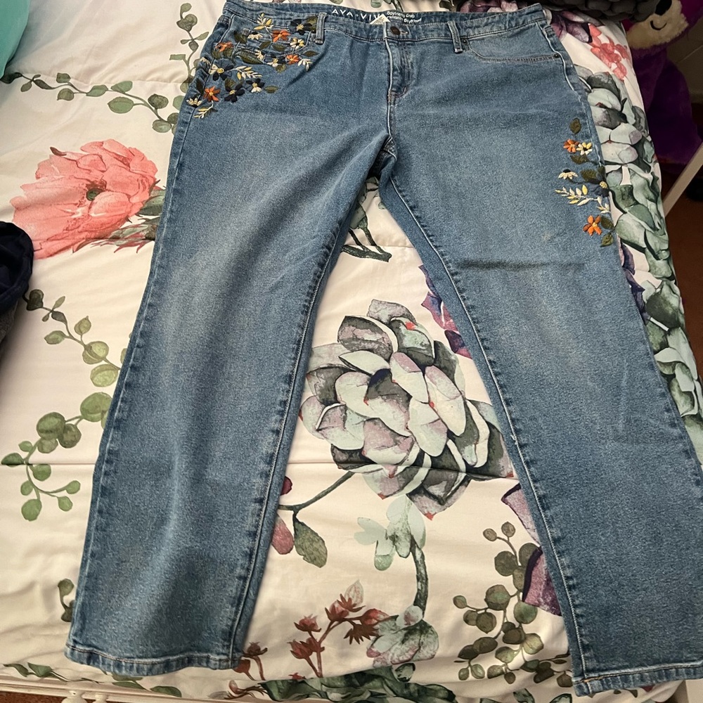18w jeans with embroidered